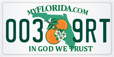 FL license plate 0039RT