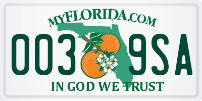 FL license plate 0039SA