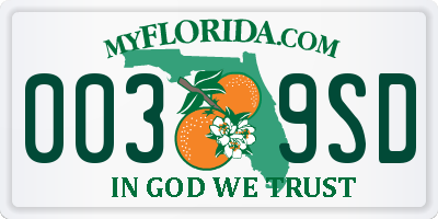 FL license plate 0039SD