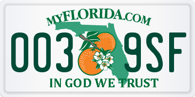 FL license plate 0039SF