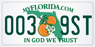 FL license plate 0039ST