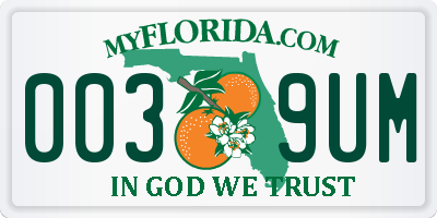 FL license plate 0039UM