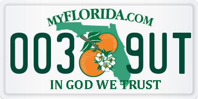 FL license plate 0039UT