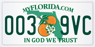 FL license plate 0039VC