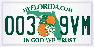 FL license plate 0039VM