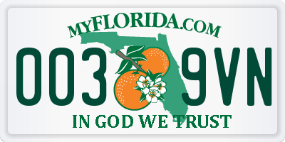 FL license plate 0039VN