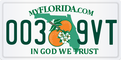 FL license plate 0039VT