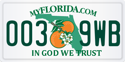 FL license plate 0039WB