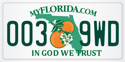 FL license plate 0039WD