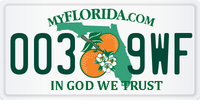 FL license plate 0039WF