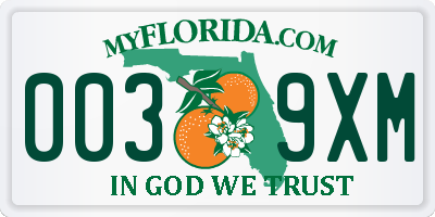 FL license plate 0039XM