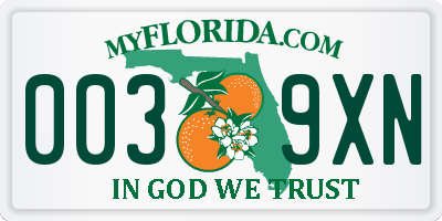 FL license plate 0039XN