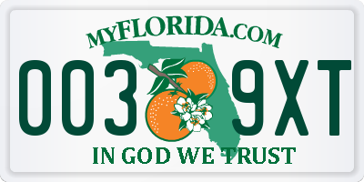 FL license plate 0039XT