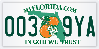 FL license plate 0039YA