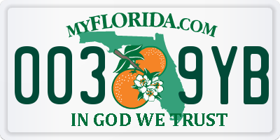 FL license plate 0039YB