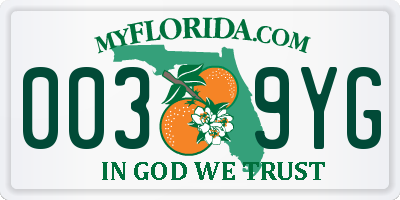 FL license plate 0039YG