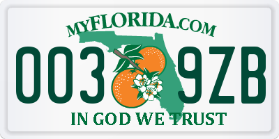 FL license plate 0039ZB
