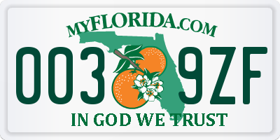 FL license plate 0039ZF