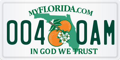 FL license plate 0040AM