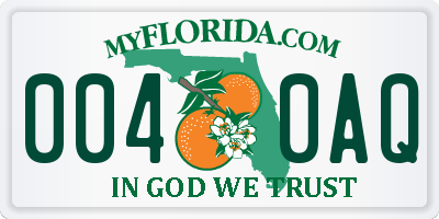 FL license plate 0040AQ