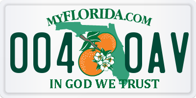 FL license plate 0040AV
