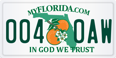 FL license plate 0040AW