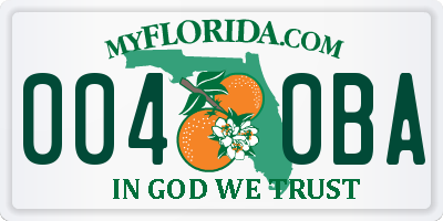 FL license plate 0040BA