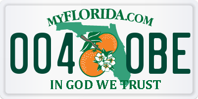 FL license plate 0040BE