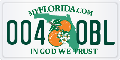 FL license plate 0040BL