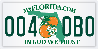 FL license plate 0040BO