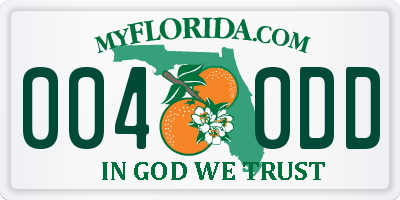 FL license plate 0040DD
