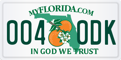FL license plate 0040DK