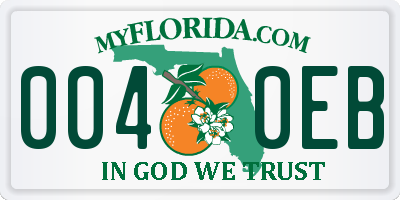 FL license plate 0040EB