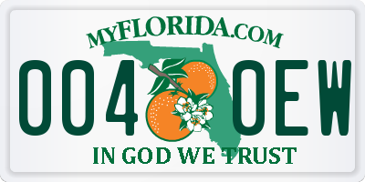 FL license plate 0040EW