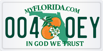 FL license plate 0040EY