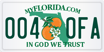 FL license plate 0040FA