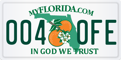 FL license plate 0040FE