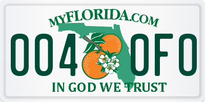 FL license plate 0040FO