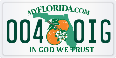 FL license plate 0040IG