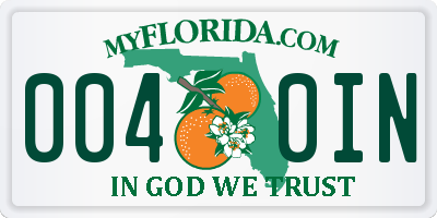 FL license plate 0040IN
