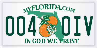 FL license plate 0040IV