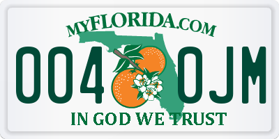 FL license plate 0040JM
