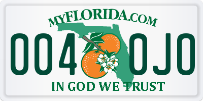 FL license plate 0040JO