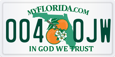 FL license plate 0040JW