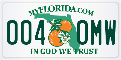 FL license plate 0040MW