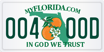 FL license plate 0040OD