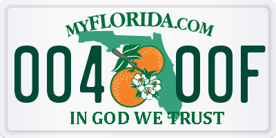 FL license plate 0040OF
