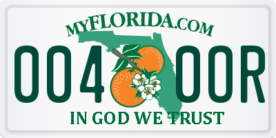 FL license plate 0040OR