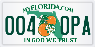 FL license plate 0040PA