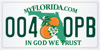 FL license plate 0040PB